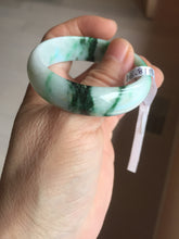 Load image into Gallery viewer, 46.7mm certified Type A 100% Natural sunny green/brown/white(白底青) kids Jadeite Jade bangle/scarf buckle PJ67-0098