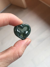 Load image into Gallery viewer, 100% Natural type A dark green/blue/black heart pinky promise(执子之手,与子偕老) Guatemala jadeite Jade pendant AX143