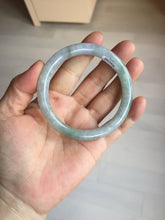 Load image into Gallery viewer, 57.4mm Certified Type A 100% Natural light green purple gray round cut Jadeite Jade bangle BQ60-6887