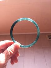 Load image into Gallery viewer, 60.3mm Type A 100% Natural icy black(冰乌鸡) blue gray Guatemala Slim Round Cut Jadeite Bangle PJ154-1358