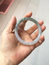 Load image into Gallery viewer, 58.8mm certified Type A 100% Natural light purple white brown with brown floating flowers round cut Jadeite Jade bangle PC161-4081