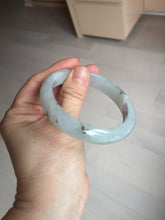 Load image into Gallery viewer, 57.7mm certificated Type A 100% Natural icy watery light green/white with dark green floating flowers Jadeite Jade bangle AD103-5251
