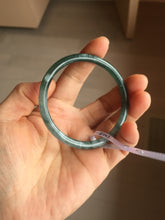 Load image into Gallery viewer, 55.4mm Certified Type A 100% Natural dark green/blue/gray Guatemala slim round cut Jadeite bangle PH8-2351