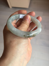 Load image into Gallery viewer, 56.5mm 100% natural type A icy watery light green/brown/black seaweed jadeite jade bangle Q139-5250
