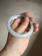 Load image into Gallery viewer, 54.9mm 100% Natural type A dark green purple white carved flowers and golden-painted Jadeite Jade banglePD96-0265