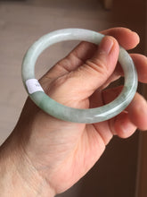 Load image into Gallery viewer, 57.5mm certified 100% natural Type A light green white round cut jadeite jade bangle PE11-3843