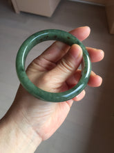 Load image into Gallery viewer, 57.5mm Certified Type A 100% Natural oily dark green(老油青)/gray Jadeite bangle BG226-3213