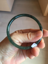 Load image into Gallery viewer, 57mm Certified Type A 100% Natural icy watery light green/blue/gray with flying snow Guatemala slim round cut Jadeite bangle BG197-2487