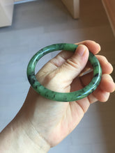 Load image into Gallery viewer, 58.1mm Certified 100% Natural Fresh Young Green/Dark Green/Black Green Ink Painting (绿水墨) Round Cut Nephrite (Wulanhai 乌兰海碧玉) Bangle HN148-7343