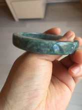 Load image into Gallery viewer, 58.5mm Certified Type A 100% Natural Dark Green Purple Gray Monet's Pond Square Jadeite Jade Bangle PF85-7521