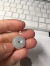 Load image into Gallery viewer, 16.2-18.8mm Type A 100% Natural icy watery light green white Jadeite Jade Safety Guardian Button donuts couple pendant PC132
