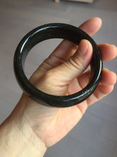 Load image into Gallery viewer, 60mm 100% Natural dark green/black meteorite Stellar Night sky broad style nephrite Jade bangle HF115-1247