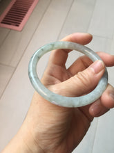 Load image into Gallery viewer, 58.5mm certified 100% natural Type A white dark green ink painting (水墨) round cut jadeite jade bangle PC160-3157