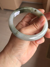 Load image into Gallery viewer, 57.7mm certified Type A 100% Natural dark green brown white with floating seaweed Jadeite Jade bangle BS24-7692