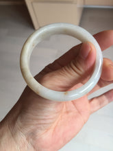 Load image into Gallery viewer, 52.7mm certified Type A 100% Natural white beige with yellow flying flowers Jadeite Jade bangle D158-3963