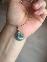 Load image into Gallery viewer, Type A 100% Natural dark green/blue/gray Guatemala jadeite Jade moon and star Pendant necklace group PC144 Add on item