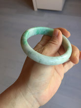 Load image into Gallery viewer, 56 mm Certified type A 100% Natural sunny green/white Jadeite bangle AY84-3462