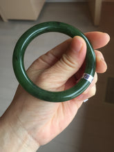 Load image into Gallery viewer, 53.3mm 100% Natural dark green/black round cut nephrite (碧玉) bangle HN98