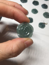 Load image into Gallery viewer, 100% Natural type A icy watery blue green gray Guatemala jadeite Rose Pendant group BP181