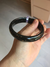 Load image into Gallery viewer, 62.3mm 100% Natural dark green/black meteorite Stellar Night sky nephrite bangle HN28-7608