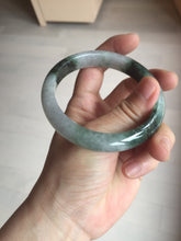 Load image into Gallery viewer, 58mm Certificated icy watery dark green/black/white seaweed jadeite jade bangle S82-7077