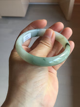 Load image into Gallery viewer, 53.9mm certified natural 100% natural Type A light green/white with green floating flowers jadeite jade bangle BP20-4999
