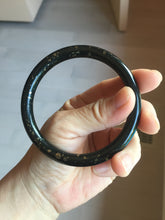 Load image into Gallery viewer, 61mm 100% Natural Dark Green Black Meteorite A Sky Full of Stars (繁星满天) Round Cut Nephrite Bangle HN224-0568