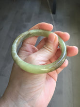 Load image into Gallery viewer, 55.5mm Certified Type A 100% Natural green yellow/sugar brown flying dandelions nephrite Jade bangle HN54-0476