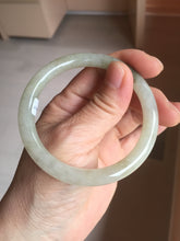 Load image into Gallery viewer, 54mm Certified type A 100% Natural light green dark green floating seaweed round cut Jadeite bangle PC138-6617
