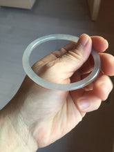 Load image into Gallery viewer, 59mm Certified 100% Natural icy white/gray/pale pink(淡藕粉) slim round cut nephrite jade bangle HN43-9200
