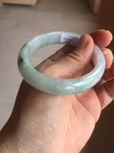 Load image into Gallery viewer, 52mm certified natural 100% natural Type A green white with green flying flowers oval jadeite jade bangle PB109-2439
