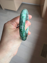 Load image into Gallery viewer, 57.5mm Certified Type A 100% Natural Sunny Green, Deep Forest Green, Gray & Black Jadeite Jade Bangle AZ159-4038