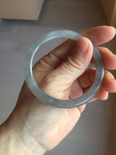 Load image into Gallery viewer, 53.2mm Certified 100% Natural gray black(灰冰) flat round cut nephrite jade bangle HN33-9075