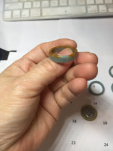 Load image into Gallery viewer, 18.8mm size 8 3/4 100% natural type A green/blue/yellow Guatemala jadeite jade band ring group PE128