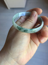 Load image into Gallery viewer, 51mm Certified Type A 100% Natural icy watery light green with green floating flowers thin Jadeite Jade bangle PJ56-1886
