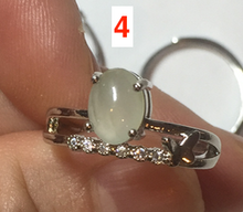 Load image into Gallery viewer, 100% natural type A icy watery green dark green four-prong jadeite jade ring group BP145