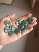 Load image into Gallery viewer, 14.5-23mm Type A 100% Natural dark green black gray(老油青) Jadeite Safety Guardian Button donuts pendant PF45
