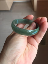 Load image into Gallery viewer, 51.7mm Certified type A 100% Natural oily dark green gray (油青) thin Jadeite Jade bangle PB273-1042