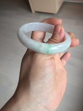 Load image into Gallery viewer, 47mm certified 100% natural Type A icy watery sunny green white oval jadeite jade bangle BP47-9362