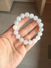 Load image into Gallery viewer, 10-10.5mm 100% natural icy watery clear white light green Quartzite beads Bracelet CB82 Add on item