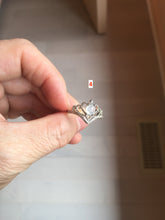 Load image into Gallery viewer, 100% natural type A sunny green white clear four-prong jadeite jade ring group PC7