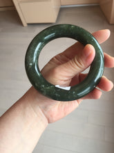 Load image into Gallery viewer, 59.5mm certified 100% Natural dark green/gray (nebula dust) chubby round cut nephrite Jade bangle HE101-0201