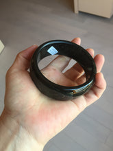 Load image into Gallery viewer, 61mm 100% Natural dark green/black meteorite Stellar Night sky broad style nephrite Jade bangle HF92-1032