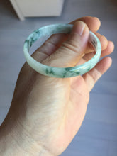 Load image into Gallery viewer, 51mm Certified Type A 100% Natural icy watery light green with green floating flowers thin Jadeite Jade bangle PJ56-1886