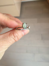 Load image into Gallery viewer, 100% natural type A icy watery green dark green four-prong jadeite jade ring group AA88