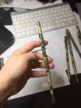 Load image into Gallery viewer, 100% Natural Mottled Green, Olive, and Creamy Yellow Camouflage Color Xiu Jade (Serpentine) Hairpin Group AW60