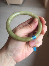 Load image into Gallery viewer, 58.5mm 100% natural certified yellow/gray round cut jadeite jade bangle BK14-3294