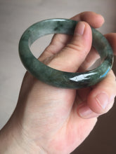 Load image into Gallery viewer, 54.5mm certified 100% natural dark green black jadeite jade bangle AS87-7064