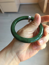 Load image into Gallery viewer, 55mm certified 100% Natural dark green/black nephrite (碧玉) bangle HT168-3-3890