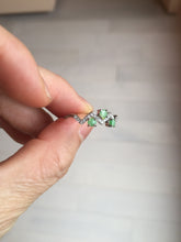 Load image into Gallery viewer, 100% natural type A icy watery light green sunny green brown red clear four-prong jadeite jade ring group PC9